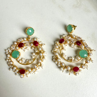 Zariah Festive Chandbalis Ruby & Amzonite