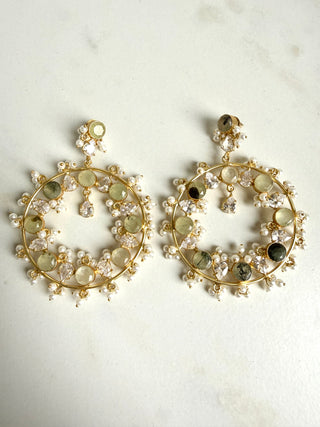 Ivy Prehnite Circle Chandbalis