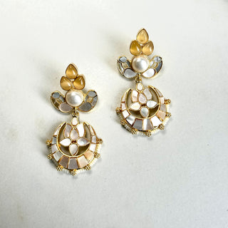 Lotus Sunny Yellow Earrings with Pearl Center