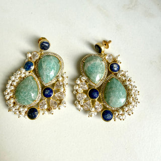 Green & Blue Statement Earrings