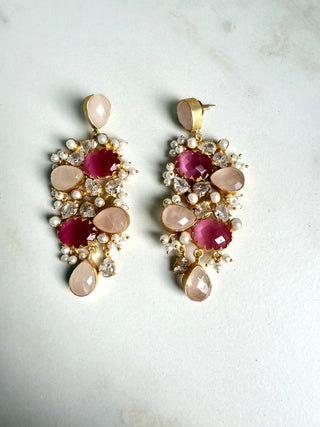 Rose Quartz Statement Earrings
