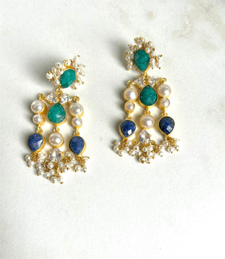 Jas Drop Navy & Green Earrings