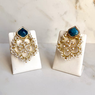 Aafreen Teal Blue Bloom Earrings
