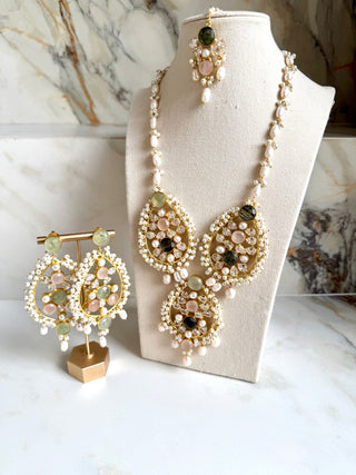 Gulbhaar Prehnite Mala Set