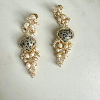 Royal Speckle Pearl Drop Earrings