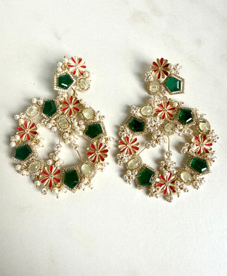 Gulmohar Grandeur Collection Emerald Earrings