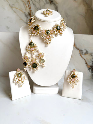 Prehnite & Quartz Bridal Set