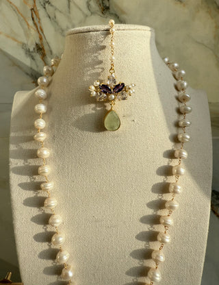 Royal Amethyst & Green Quartz Pearl Jewelry Set