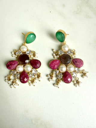 Rajkumari Statement Ruby Earrings