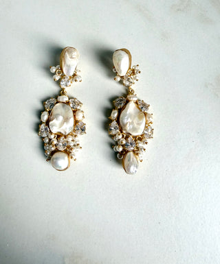 Moti Noor Pearl & Crystal Statement Earrings