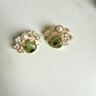 Mona Prehnite Crystal Studs