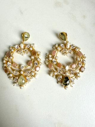 Rose Quartz & Rutilated Quartz Statement Chandeliers