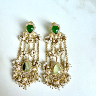 Noor Pearl Green Cascade Earrings