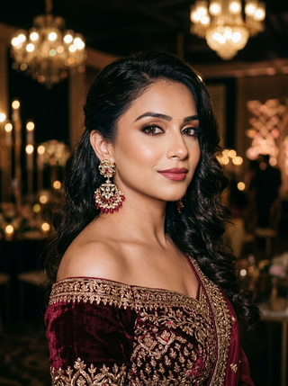 Ruby Red Kundan Semi-Precious Stone Earrings
