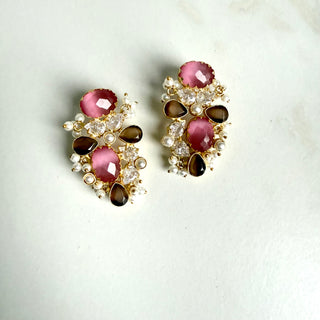 Noorie Pink Cluster Earrings