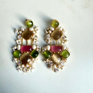 Mehfil Green Statement Earrings