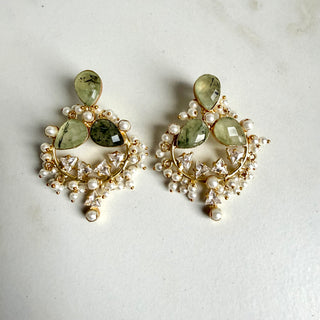 Royal Prehnite Cluster Earrings