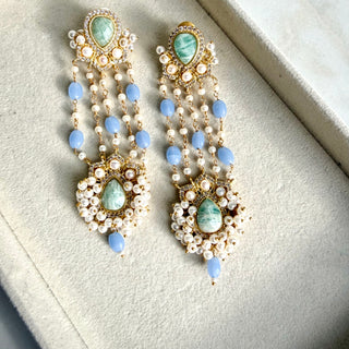 Zahra Amzonite Pearl Tassel Earrings