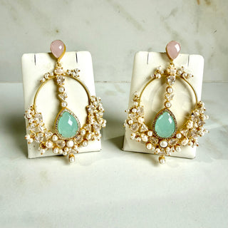 Aab Amzonite Chalcedony Chaandbali Earrings