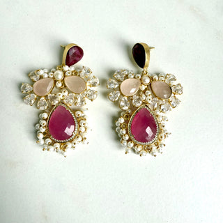 Saanjh Pink Quartz Statement Earrings