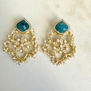 Aafreen Teal Blue Bloom Earrings