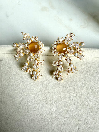 Orange Star Crystal Earrings