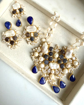 Navy & Pearl Mala Set