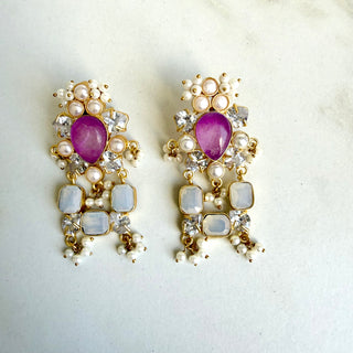 Meghra Pink Classic Crystal Earrings