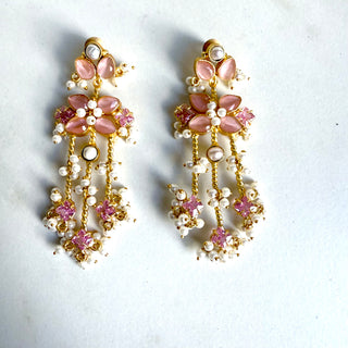 Samah Long Pink Statement Earrings