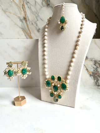 Luxury Emerald Symphony Pearl Set Mala Set