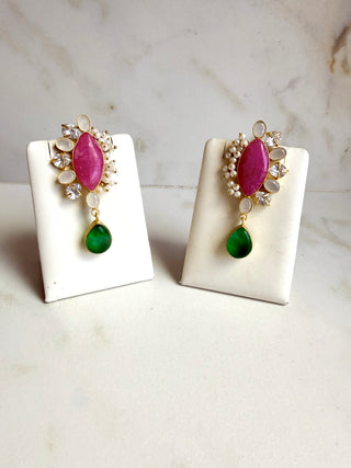 Hot Pink & Green Earrings