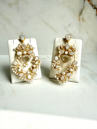 Champagne Stone Pearl & Moonstone Earrings