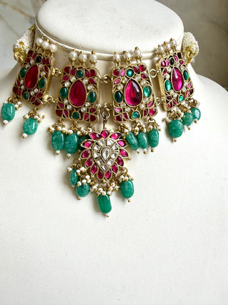 Emerald Bloom Kundan Choker Set