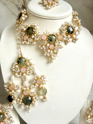 Prehnite & Quartz Bridal Set