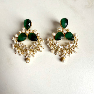 Royal Emerald Cluster Earrings