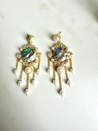 Moti Abalone Cascade Earrings
 Drop Earrings