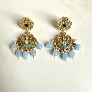 Sky Blue Kundan Semi-Precious Stone Earrings
