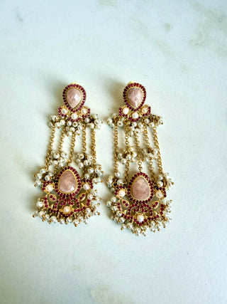 Noor Pearl Cascade Purple Earrings