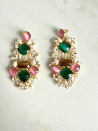Zaanat Drop Emerald Earrings