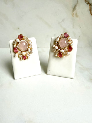 Rose Quartz Royale Statement Studs