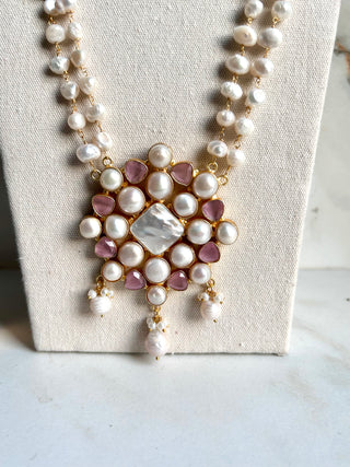 Double Pearl Soft Pink Mala Set