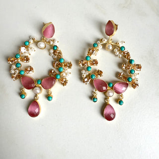 Hallie Pink Crystal Earrings