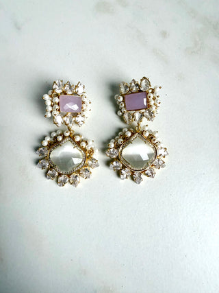 Meghra Lilac Classic Crystal Earrings