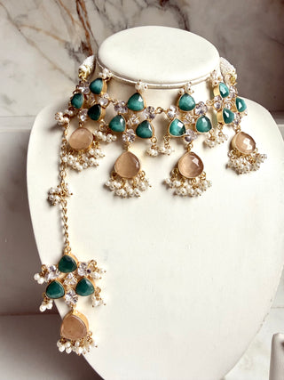 Mustard & Pink Pearl Royale Choker Set
