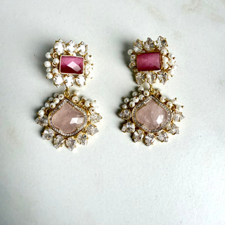 Meghra Pink Crystal Classic Earrings