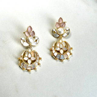 Lotus Pink Earrings with Pearl Center