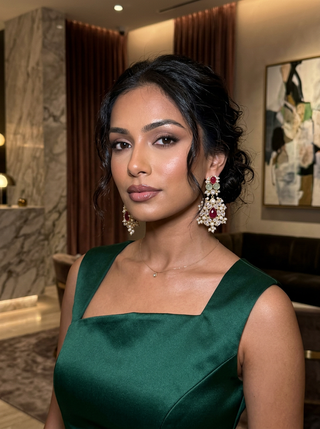 Baig Crystal Cluster Ruby Earrings