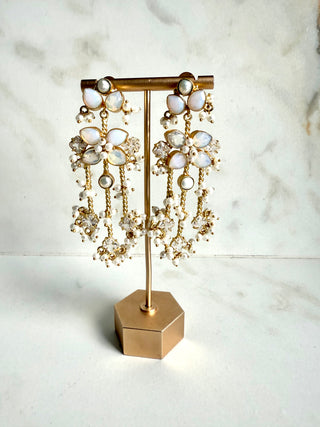 Samah Long Drop Selenite Earrings