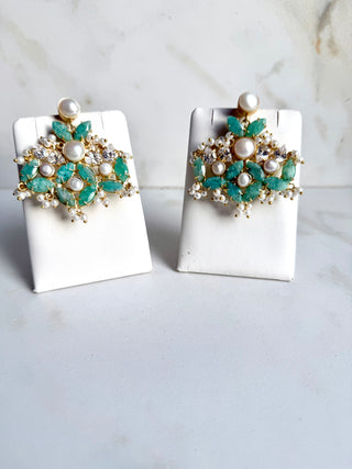 Amzonite Flower Crystal Earings
