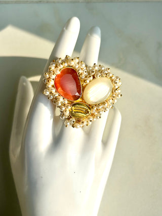 Orange & Pearl Ring